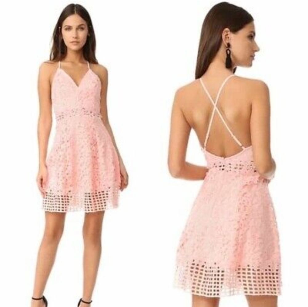 Lovers and Friends Bellini lace mini dress pink size S